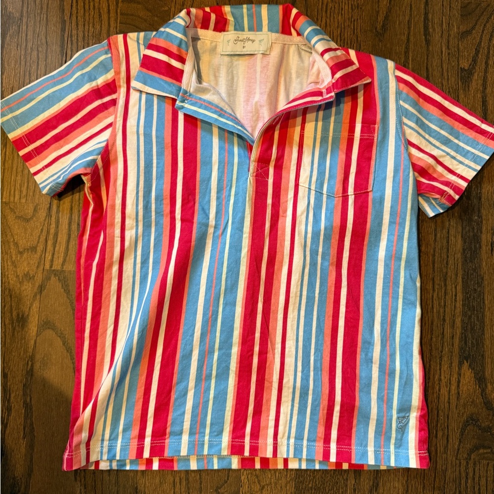 SweetHoney Red and Blue Button Down Shirt with Striking Stripes